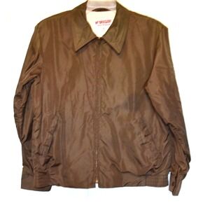 MCGREGOR Mens 42 Vintage Brown Nylon Anti-Freeze Full-Zip Bomber Jacket USA MADE